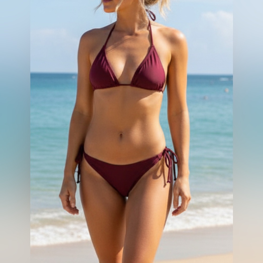 Elegant Burgundy Bikini Set Size S